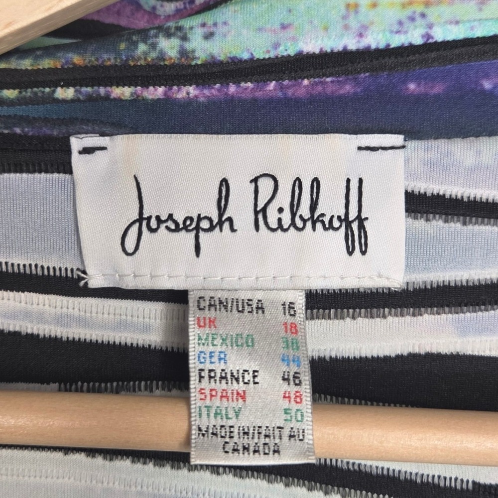 Joseph Ribkoff Abstract Stripe Jacket Open Front Textured Career Artwear 16 - Picture 5 of 7